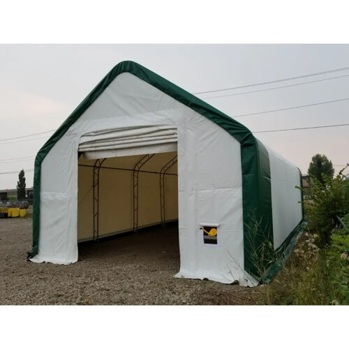 Plachtová hala 208016DP 6,1m x 24,4m x 4,88m - 900g PVC BÍlÁ- dvojitá konstrukce