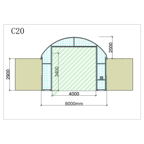 Přední čelo s navijákovými vraty pro 6m - C20 - vojenská zelená