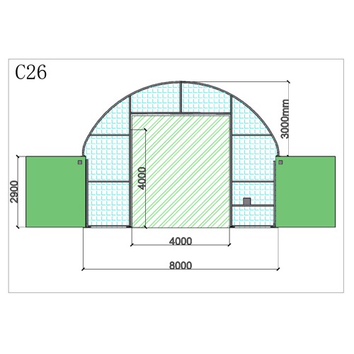 Přední čelo s navijákovými vraty pro 8m - C26 - bílá