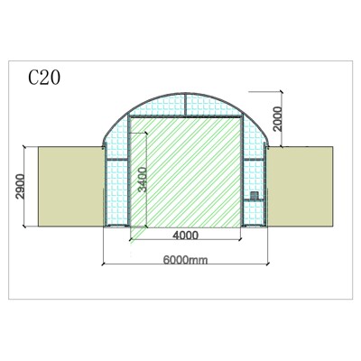 Přední čelo s navijákovými vraty pro 6m - C20 - vojenská zelená